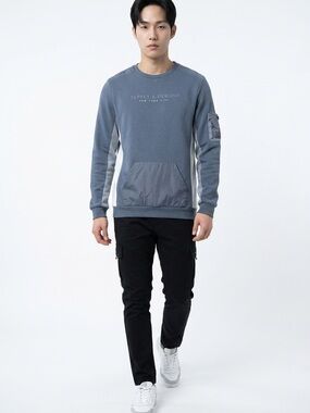 Supply & Demand Mixed Media Men's M Slate Blue Crewneck Streetwear Sweatshirt